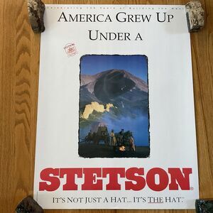 America Grew Up Under A Stetson Store Ad Poster 1995 Sz 24 X 32 Heavy Paper Vtg